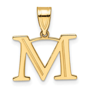 14k Polished Etched Letter M Initial Pendant (Style YC1539M)