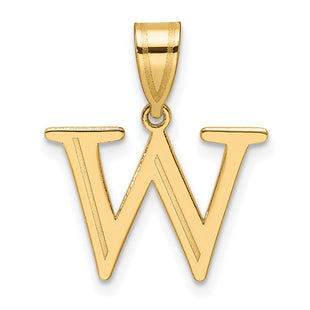 14k Polished Etched Letter W Initial Pendant (Style YC1539W)