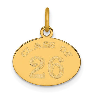 14k Polished Oval CLASS OF 2026 Charm (Style YC1544-26)