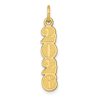 14K Polished and Satin Vertical 2026 Charm (Style YC1546-26)