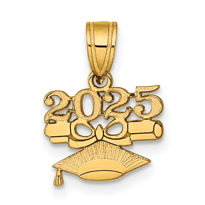 14K Graduation Cap and Diploma - 2025 Charm, 16.15 x 11.75mm