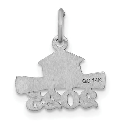 14K White Gold 2025 Graduation Cap and Diploma Charm