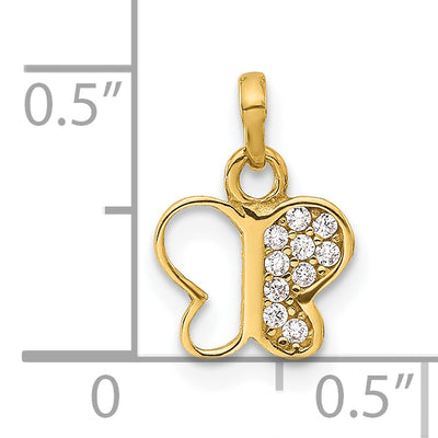 14K Polished CZ Butterfly Pendant, 13 x 8.9mm