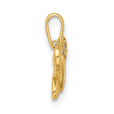 14K Polished CZ Butterfly Pendant, 13.7 x 11.75mm