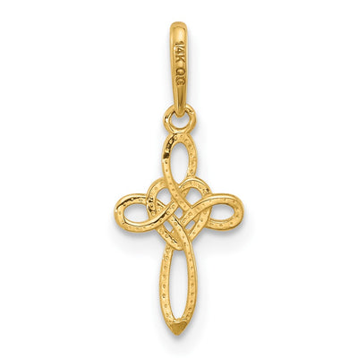14K Polished Heart Celtic Cross Pendant