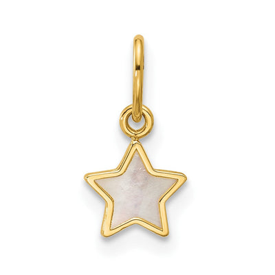 14K Polished Mother of Pearl Star Pendant, 15.5 x 10.4mm