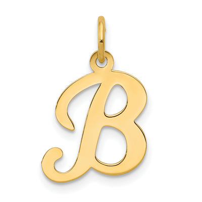 14Ky Script Letter Initial Charm, 15.71 x 12.7mm