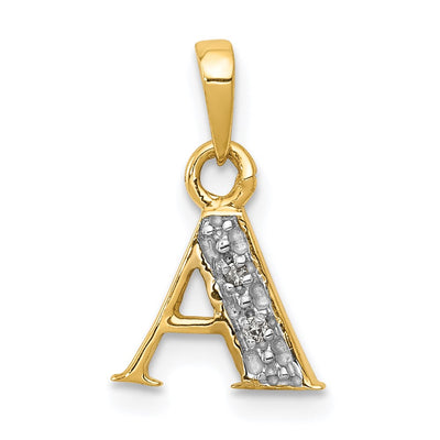 14KY with Rhodium Diamond Letter Initial Pendant