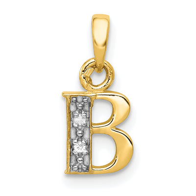 14KY with Rhodium Diamond Letter Initial Pendant