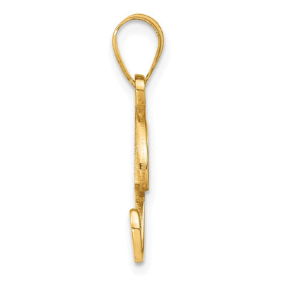 14K Yellow Gold Script Letter Initial Pendant with Diamond Accent Jewelry Charm Necklace, 18.07 x 14.71mm