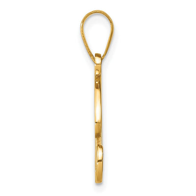 14K Yellow Gold Script Letter Initial Pendant with Diamond Accent Jewelry Charm Necklace, 18.54 x 17.51mm