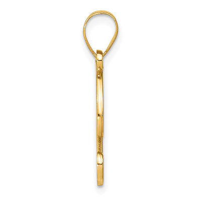 14K Yellow Gold Script Letter Initial Pendant with Diamond Accent Jewelry Charm Necklace, 19.13 x 13.54mm