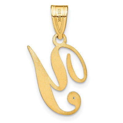 14K Yellow Gold Script Letter Initial Pendant with Diamond Accent Jewelry Charm Necklace