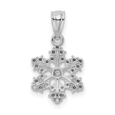 14K White Gold Snowflake Pendant, 18 x 10mm