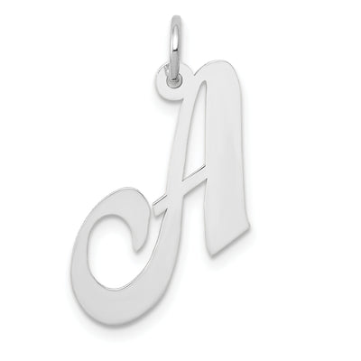 14K White Gold Medium Fancy Script Letter Initial Charm