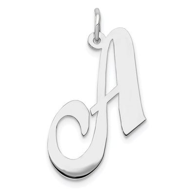 14K White Gold Large Fancy Script Letter Initial Charm