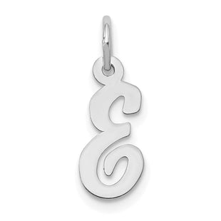 14k White Gold Small Script Letter E Initial Charm (Style YC659E)