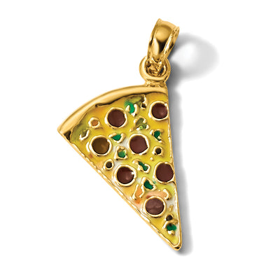 14K Enameled Pizza Slice Pendant