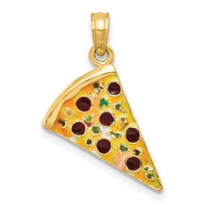 14K Enameled Pizza Slice Pendant