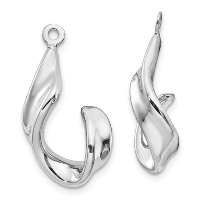 14K White Gold Twisted J Earring Jackets