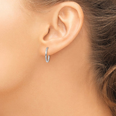 14K White Gold Twisted Hoop Earrings, 14 x 1.5mm