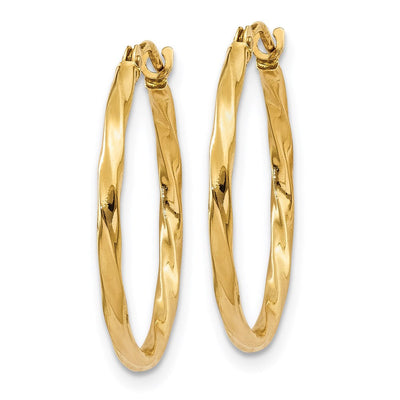 14K Twist Hoop Earrings, 17 x 1.5mm