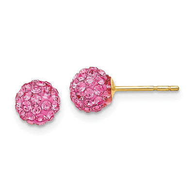 14K Rose Crystal Post Earrings