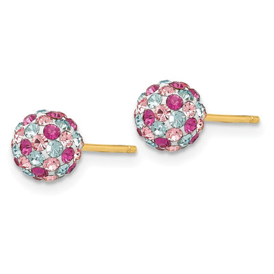 14K Post Multi-colored Crystals Ball Earrings