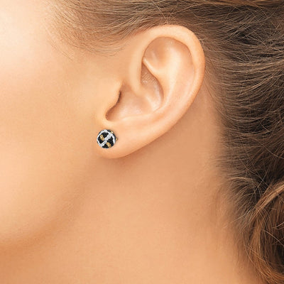 14K Post Leopard Pattern White Black Yellow Crystal Earrings
