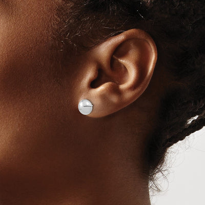 14K White Gold Polished Button Post Earrings, 8 x 8mm