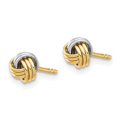 14K White Rhodium Love Knot Post Earring, 5.12 x 5.12mm