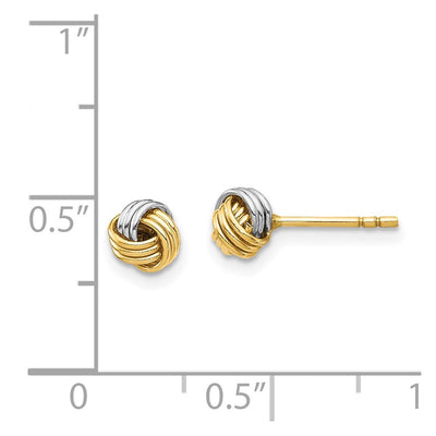 14K White Rhodium Love Knot Post Earring, 5.12 x 5.12mm