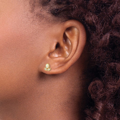 14K CZ & Created Opal Post Earrings