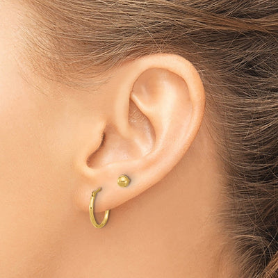 14K Polished Ball and Twisted Hoop Earring Set