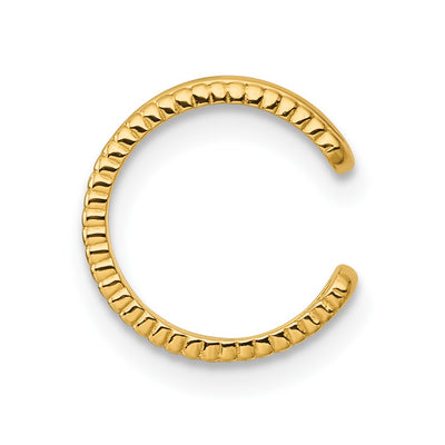 14K Polished and Textured 2-Row Single Ear Cuff