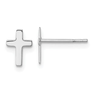 14k White Polished Latin Cross Post Earrings (Style YE2312W)