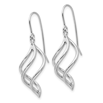 14K White Gold Swirl Dangle Earrings, 39 x 13mm