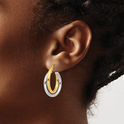 14K Two-tone Double Hoop Earrings