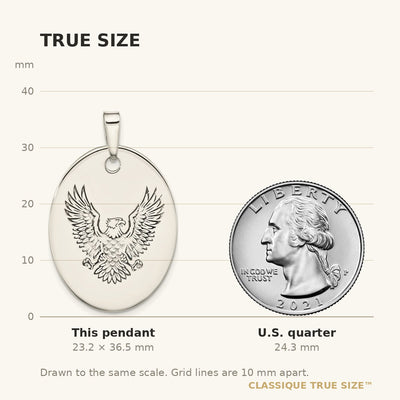 Sterling Silver Antiqued Polished Eagle Oval Pendant