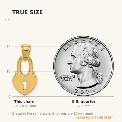 14K Polished Heart Lock Charm