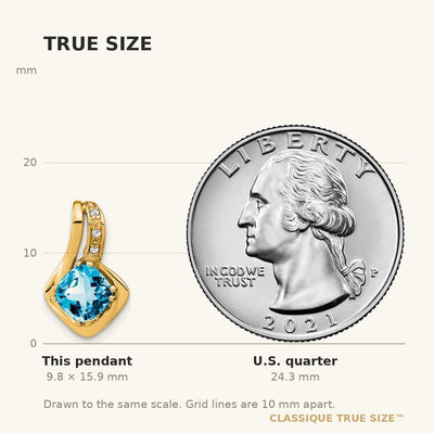 14K Blue Topaz and Diamond Chain Slide Pendant