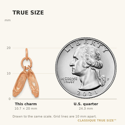 14K Rose Gold Polished 3-D Moveable Ballet Slippers Charm