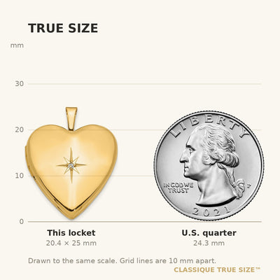 14K Diamond Star Heart Locket