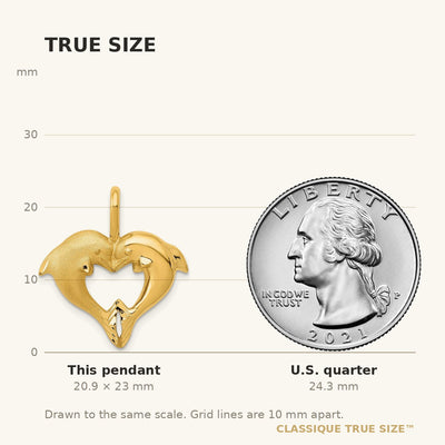 14K Dolphin Heart Pendant