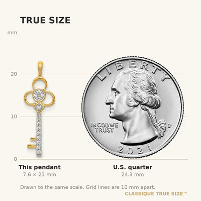 14K Diamond Club Key Pendant
