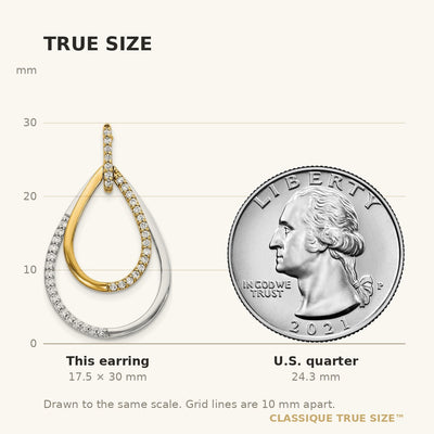 14K Two-tone Diamond Teardrop Earrings