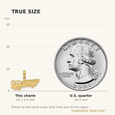 14K Fire Truck Charm, 9.3 x 24mm