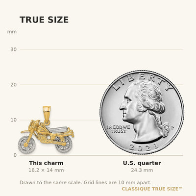 14K Two-tone 3-D Moveable Dirt Bike Motorcycle Charm