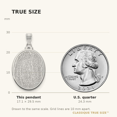 10K White Gold Oval Fingerprint Pendant