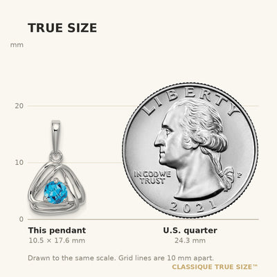 14K White Gold Blue Topaz Triangle Pendant